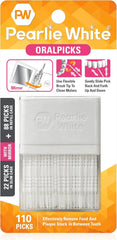 Pearlie White oral picks blister pack with 110 white interdental picks and refill tray