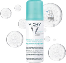 Vichy 48-hour anti-perspirant spray deodorant in turquoise cap with white label