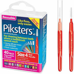 Piksters Interdental Brushes (40 Pack, Size 4 (Red))