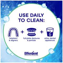 Efferdent mint fresh dental cleaner daily image for cleaning retainers aligners full plate dentures and dental appliances