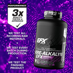 EFX Sports Kre Alkalyn Creatine Capsules for enhanced performance, tested for quality and effectiveness