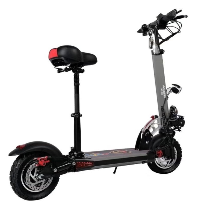 Huitich high powered electric bike for adults styled as a black scooter with a seat and rugged tires