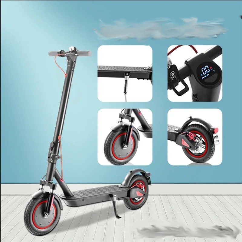 Winner sky electric scooter with bluetooth featuring black and red design and digital display