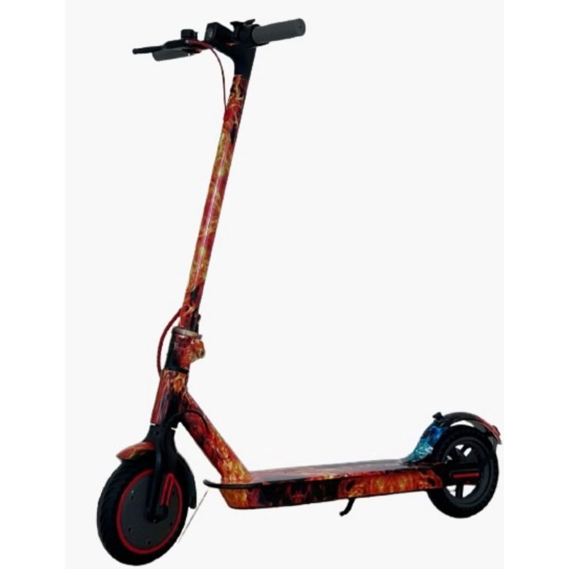 Huitich electric scooter with solid tires featuring a flame design and sturdy build