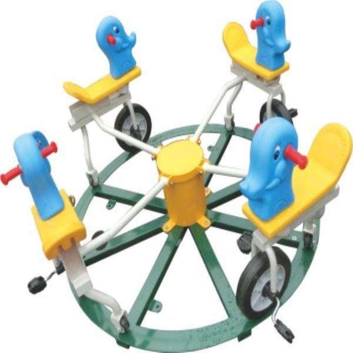 Huitich elephant merry go round playset with four colorful seats for children to enjoy outdoor fun