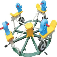 Elephant cycle garden playset merry-go-round with four blue elephant seats