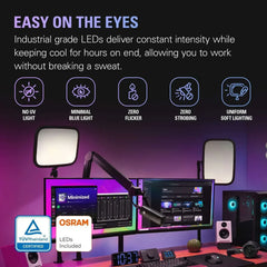 LED key light panels on adjustable stands for desk and streaming setups