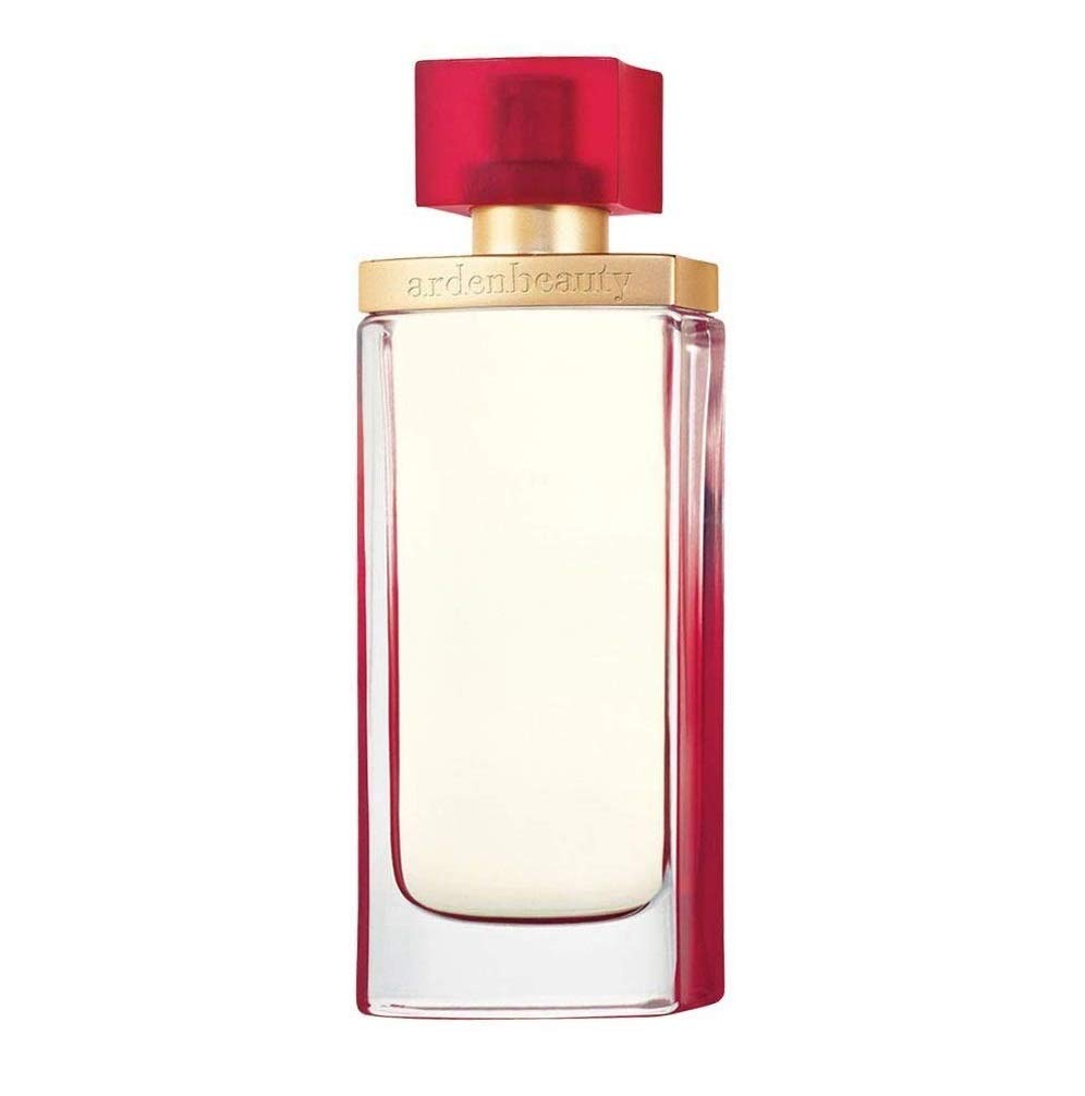 Elizabeth Arden Beauty perfume for women in a clear glass bottle with red and gold accents