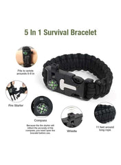 Huitich 5 in 1 survival bracelet with compass fire starter whistle and rope emergency survival gear for camping
