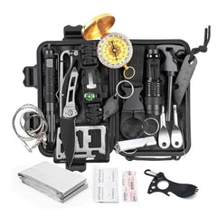 Huitich survival kit with multi-tool knife compass and emergency survival gear for camping in black case