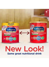 Two Enfagrow Premium toddler nutritional drink cans, vanilla flavor, side-by-side