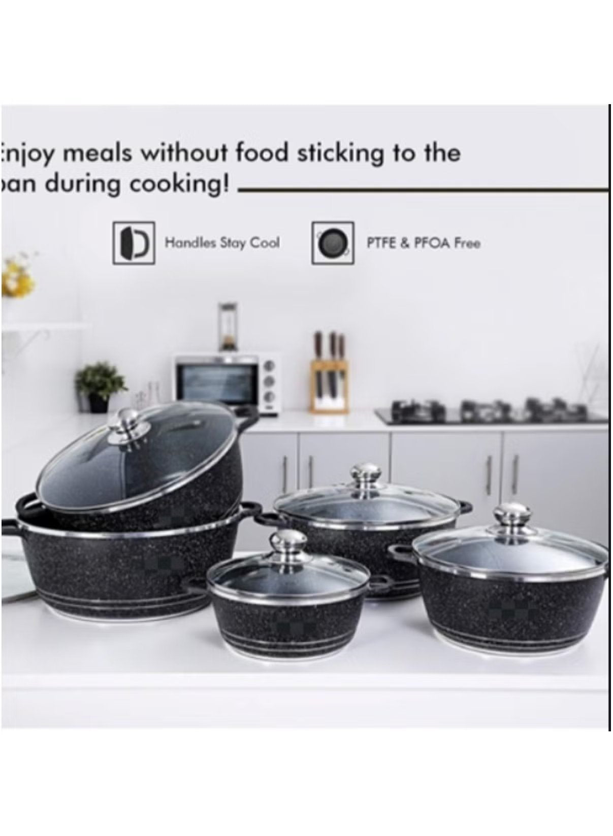 Enhanced Cooking Experience 10-Piece Aluminum Cookware Set with Glass Lid - Mumzar.com