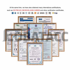 Mumzar certification display showing CE RoHS MSDS and safety certificates for Samsung Note 20 Ultra replacement battery