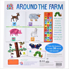 Eric Carle Around The Farm book with sound buttons and colorful farm animal illustrations