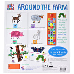 Eric Carle Around The Farm book with sound buttons and colorful farm animal illustrations
