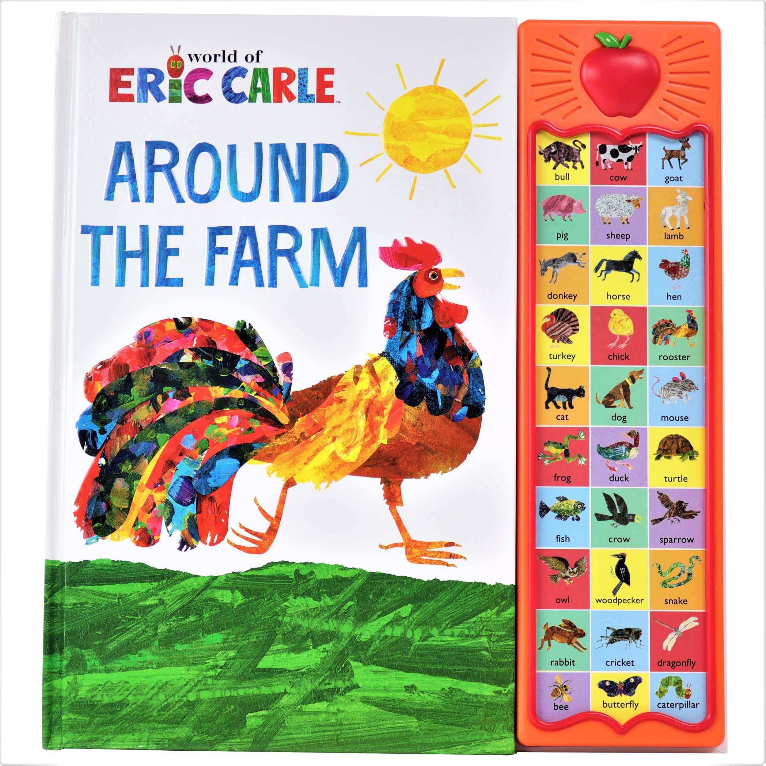 Eric Carle Around The Farm book with colorful rooster illustration and interactive animal sound panel