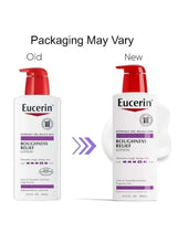 Two Eucerin Roughness Relief lotion bottles shown side by side, red pumps.
