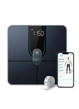 Smart digital body weight scale with LCD display and paired smartphone screen