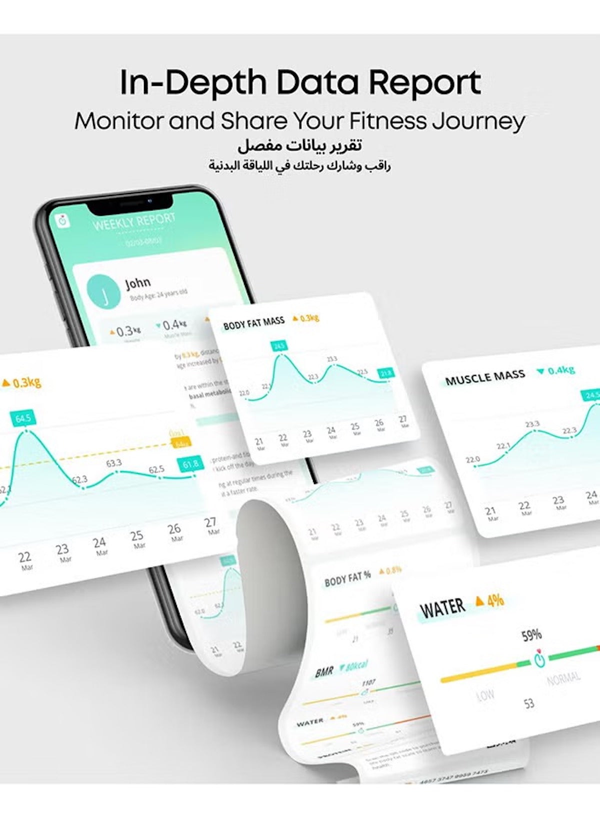 eufy smart scale with body composition analysis displaying detailed data reports and fitness metrics on smartphone