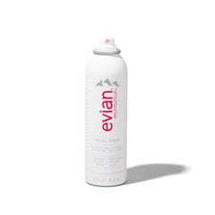 Evian facial spray 5 oz hydrating mist in white spray bottle with red logo and mountain design