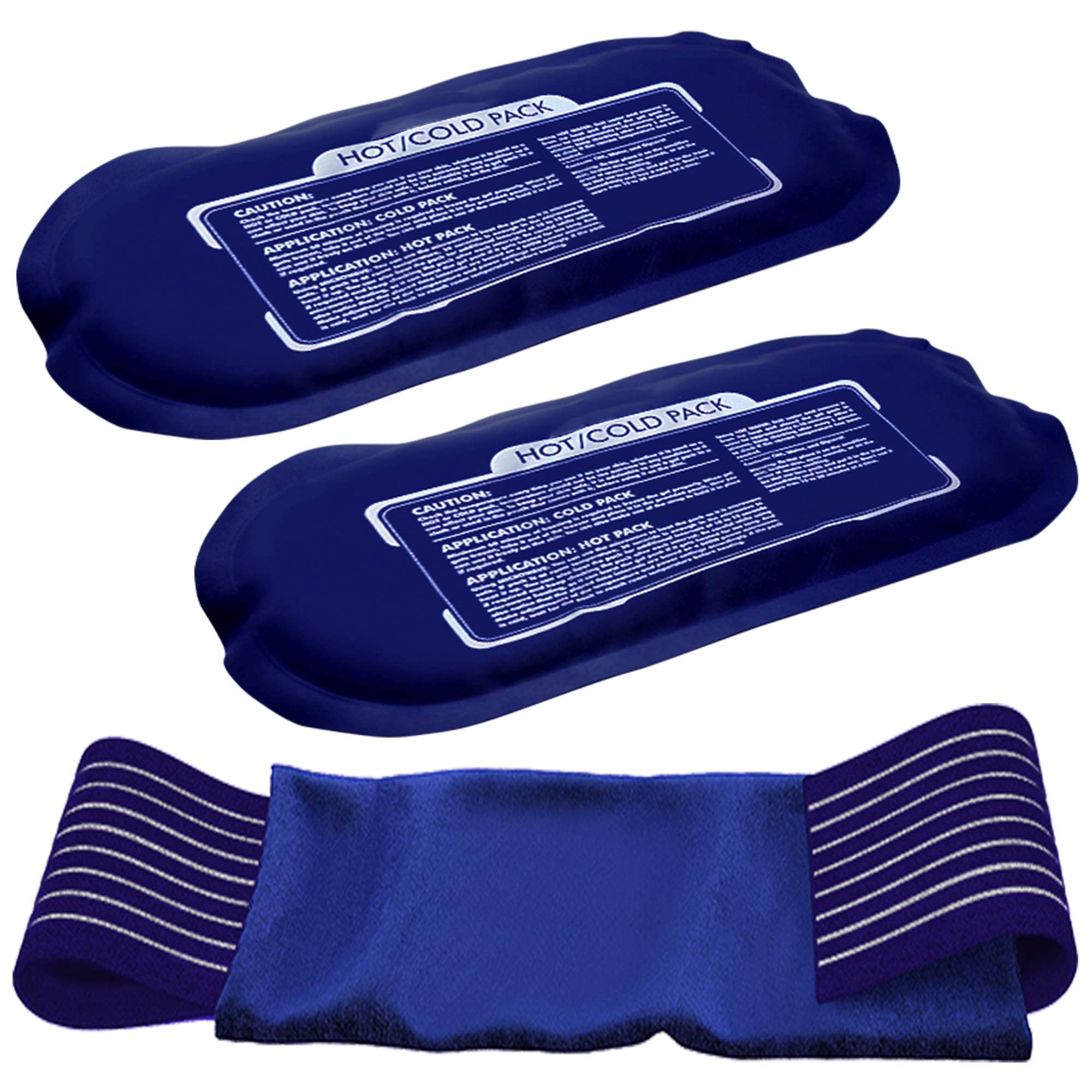 Excefore blue hot cold gel packs with wrap strap ice pack for injuries and pain relief