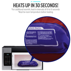 Excefore microwaveable hot cold pack heating in microwave showing ice pack for injuries and pain relief