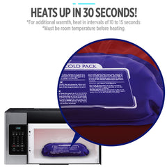 Excefore microwaveable gel ice pack for injuries and pain relief heating in microwave showing 30 second heat up