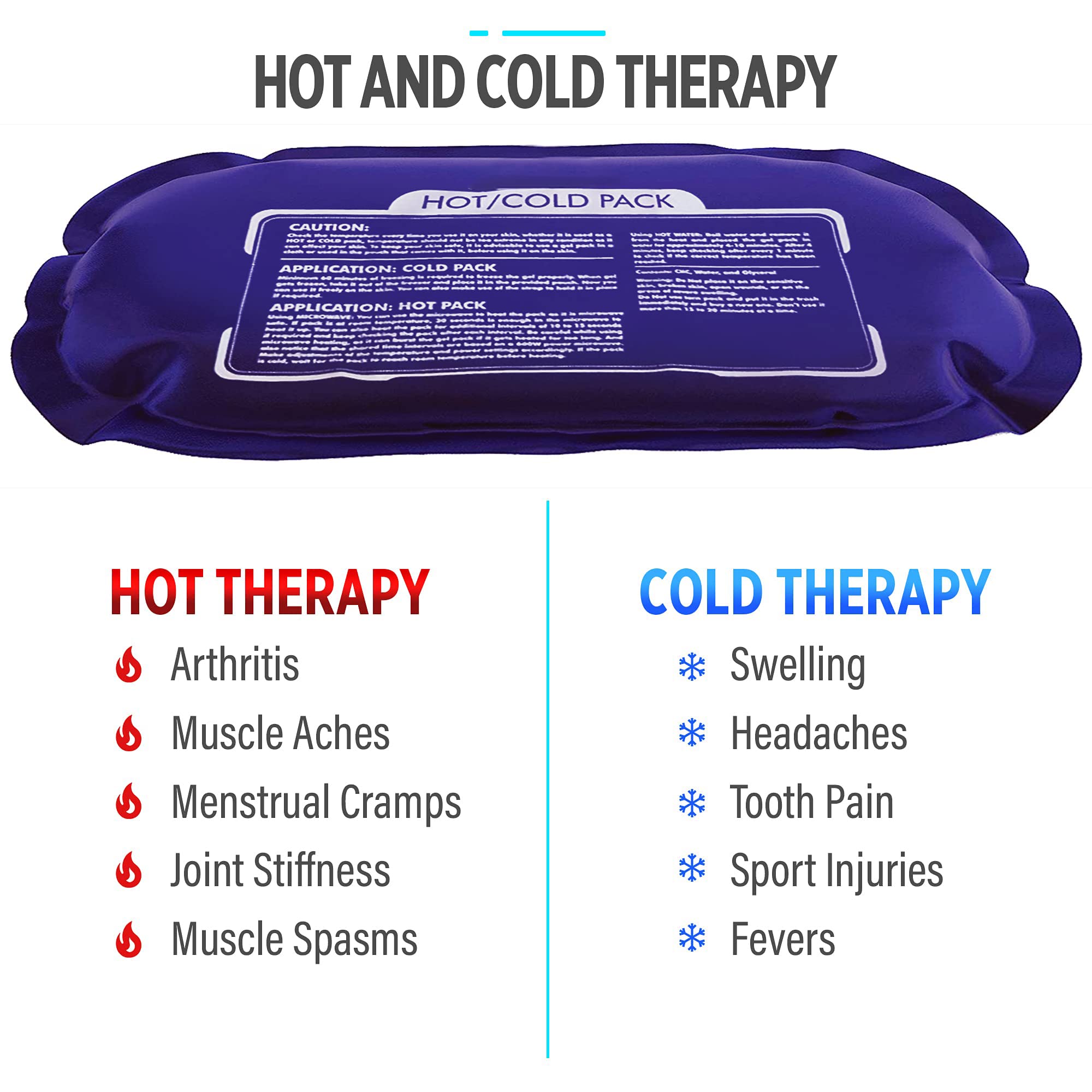 Excefore purple hot and cold gel pack for hot and cold therapy, ice pack for injuries and pain relief, reusable