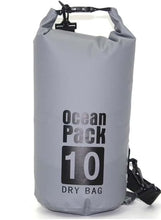 Gray Ocean Pack 10L waterproof dry bag with roll-top closure and shoulder strap
