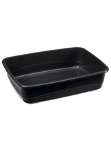 Ferplast black plastic litter tray with a low rim and rectangular basin