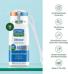 SmartMouth Clinical Zinc Activated Mouthwash with Tongue Cleaner, 16 fl oz