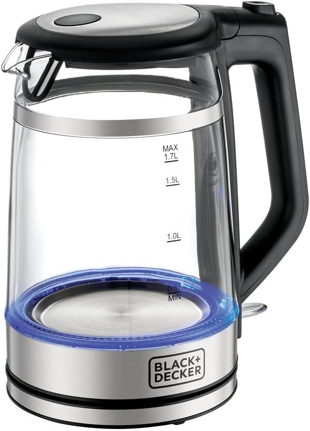 BLACK+DECKER Digital Kettle, 2200W, 1.7L, Touch Screen, Double Wall Design, 6 Preset Temps, 30-Min Keep Warm, LED Display, Auto Shut-Off, Boil-Dry Protection, Cool-Touch Exterior, Black - GK220-B5
