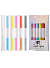 Huitich Double-Headed Colorful Liquid Eyeliner Set - Ultra-Fine Tip & Glitter Water Pen, 6 Pcs