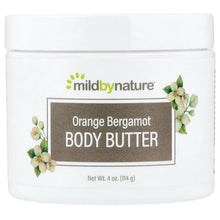 Orange bergamot body butter jar, white plastic with lid and front label