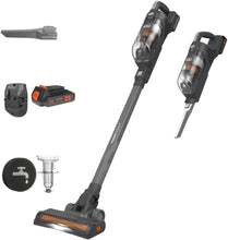Cordless stick vacuum with LED floor lights and removable battery, with charging dock and tools