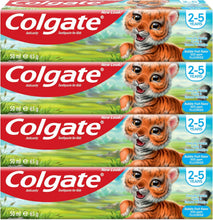 Colgate Kids Bubble Fruit fluoride toothpaste 2-5 years, 4-pack cartons with tiger graphics