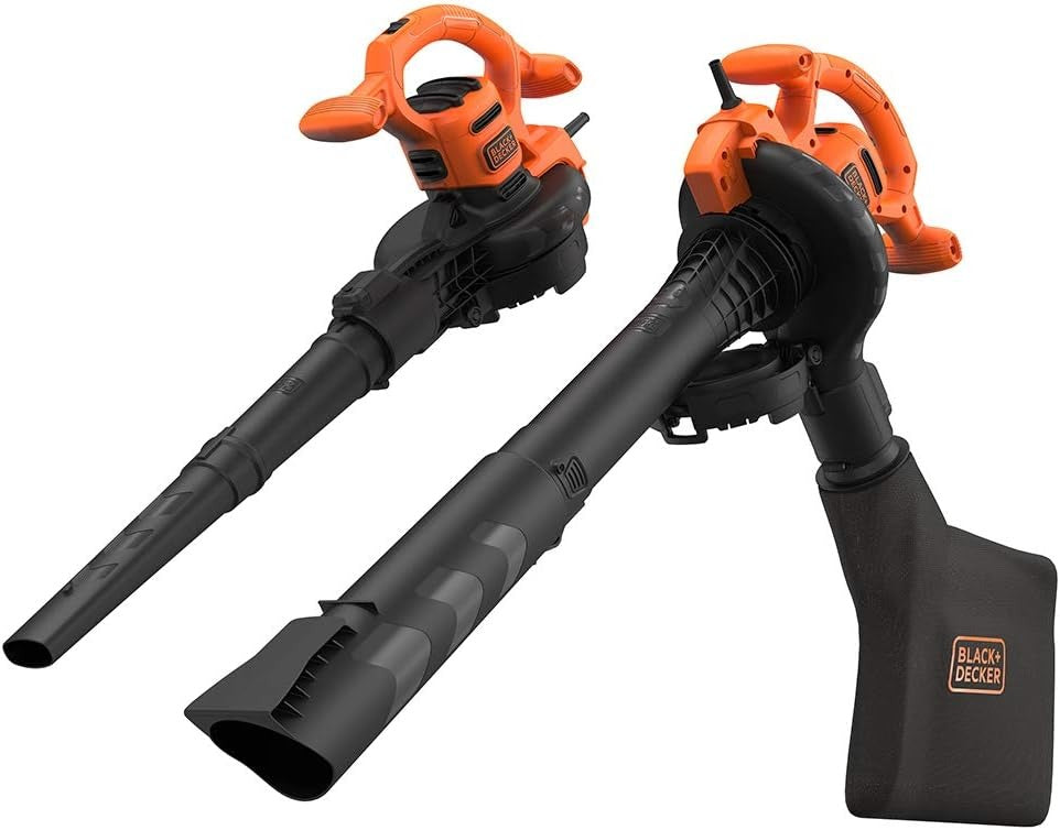 BLACK+DECKER 3-in-1 Electric Blower/Vacuum/Mulcher, 2600W, 315 km/h Blowing Speed, 40L Collection Bag, Quick-Release, Efficient Impact Shredder, ECO Friendly, Black/Orange - BEBLV260-GB