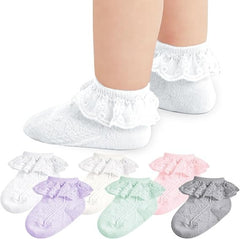 Tazweeq Baby Girl Lace Socks Newborn Ruffle Socks, Newborn Baby Girls Socks, Lace Socks, Cute Infant Princess Dress Frilly Socks, Infant Toddler Ruffle Socks, Thin Breathable Lace Lace Socks