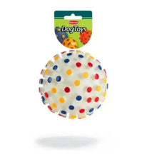 White polka-dot spiked dog toy ball with thick points