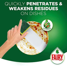 Fairy Lemon dishwashing liquid bottle with hand holding sponge and plate cleaning graphic