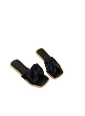 Huitich black sandals featuring a stylish bow design perfect for fairy style wedge sandals look