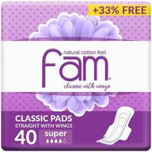 Fam classic pads pack front, 40 super, +33% free, wings