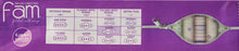 Purple sanitary pad pack showing fold wings and thickness comparison chart.