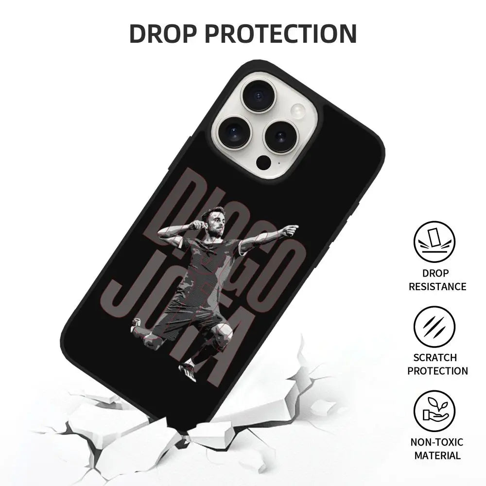 Diogo Jota iPhone 15 Pro case black protective cover with player graphic and drop protection