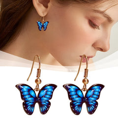 Huitich 5 piece dangle earrings for women featuring vibrant blue butterfly design with gold hooks