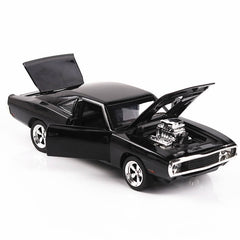 Fast and Furious Dodge Charger toy car in black with open hood, doors, and trunk by Huitich