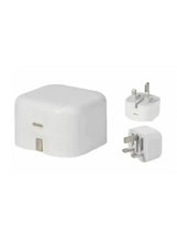 White USB‑C power adapter with detachable UK plug and USB‑C port