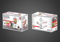 Black+Decker 400W Blender With Grinder Mill, White, Bx4030-B5"Min 1 year manufacturer warranty"