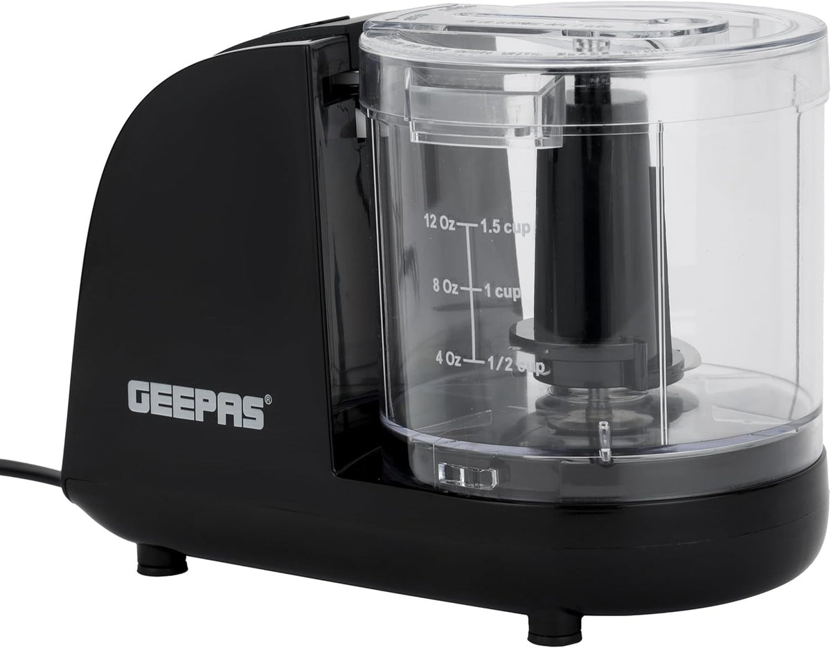 Geepas 350 ml Multi Chopper- GMC42028/ 100 W, Compact Multi-Purpose Chopping Machine, Mincing Function, Coarse and Fine/Suitable for Vegetables, Fruits, Meat/Black, 2-Year Warranty