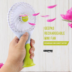 Geepas Rechargeable Mini Fan – Personal Portable Fan with 3 Speed Options – Quiet Electric USB Travel Fan for Office, Home and Travel Use (5V USB) – 8 Hours Working (Low Speed) –2 Year Warranty